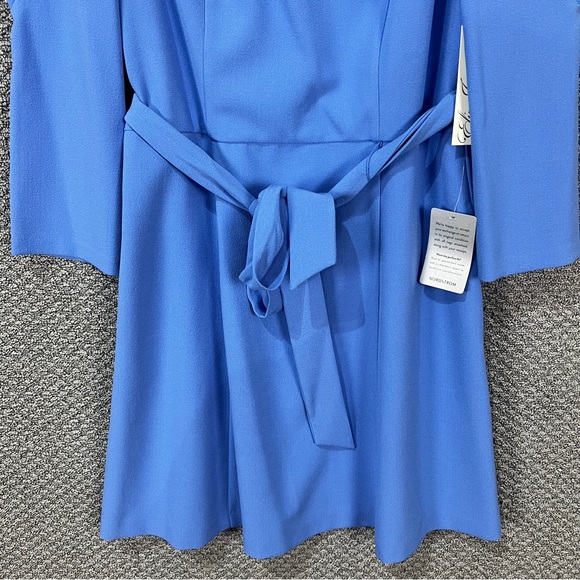 Eliza J Blue Peplum A-Line Dress with Puff Sleeves - Picture 3 of 14